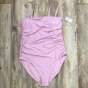 Old Navy Convertible Bandeau Soft Pink Ruched One Piece Swimsuit Large